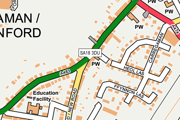 SA18 3DU map - OS OpenMap – Local (Ordnance Survey)