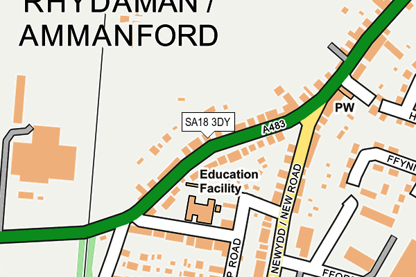 SA18 3DY map - OS OpenMap – Local (Ordnance Survey)