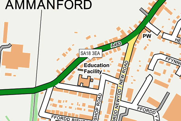 SA18 3EA map - OS OpenMap – Local (Ordnance Survey)