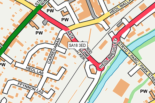 SA18 3ED map - OS OpenMap – Local (Ordnance Survey)