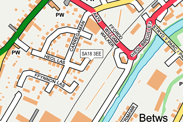 SA18 3EE map - OS OpenMap – Local (Ordnance Survey)