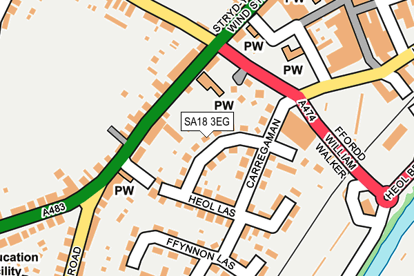 SA18 3EG map - OS OpenMap – Local (Ordnance Survey)