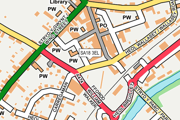 SA18 3EL map - OS OpenMap – Local (Ordnance Survey)