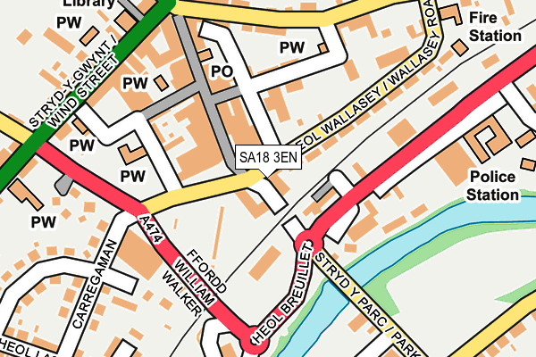 SA18 3EN map - OS OpenMap – Local (Ordnance Survey)