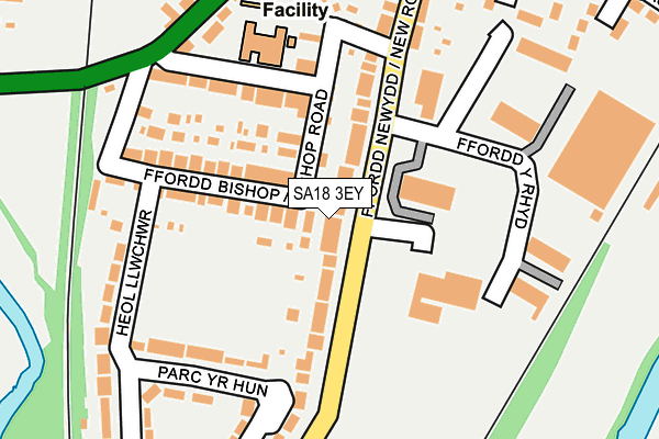 SA18 3EY map - OS OpenMap – Local (Ordnance Survey)