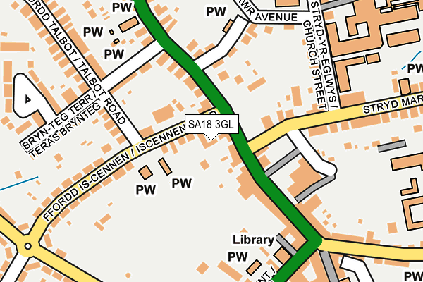 SA18 3GL map - OS OpenMap – Local (Ordnance Survey)