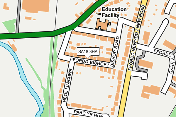 SA18 3HA map - OS OpenMap – Local (Ordnance Survey)