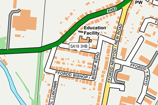 SA18 3HB map - OS OpenMap – Local (Ordnance Survey)