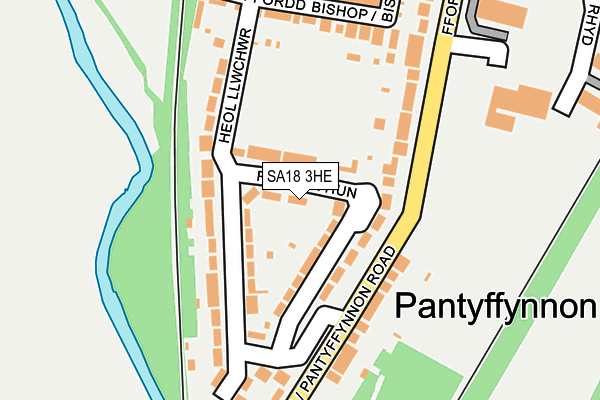 SA18 3HE map - OS OpenMap – Local (Ordnance Survey)