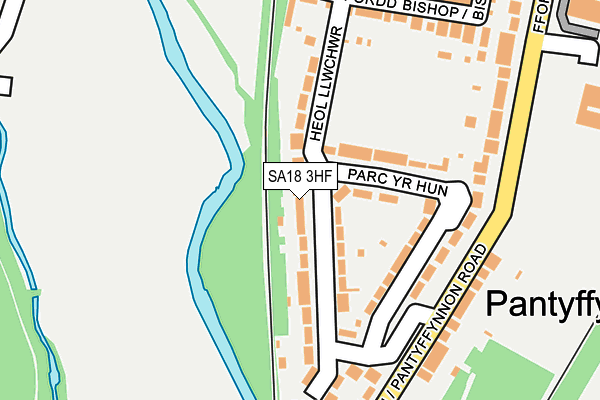 SA18 3HF map - OS OpenMap – Local (Ordnance Survey)