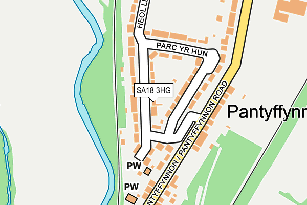 SA18 3HG map - OS OpenMap – Local (Ordnance Survey)