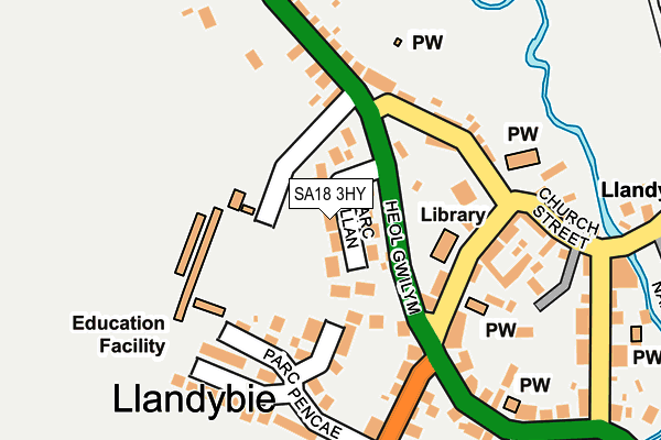 SA18 3HY map - OS OpenMap – Local (Ordnance Survey)