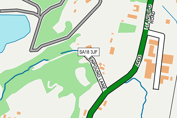 SA18 3JF map - OS OpenMap – Local (Ordnance Survey)
