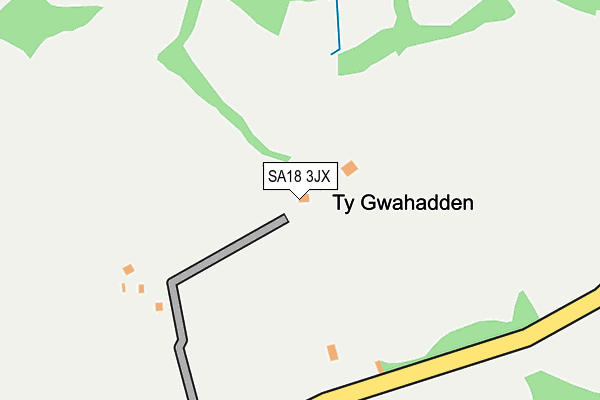 SA18 3JX map - OS OpenMap – Local (Ordnance Survey)