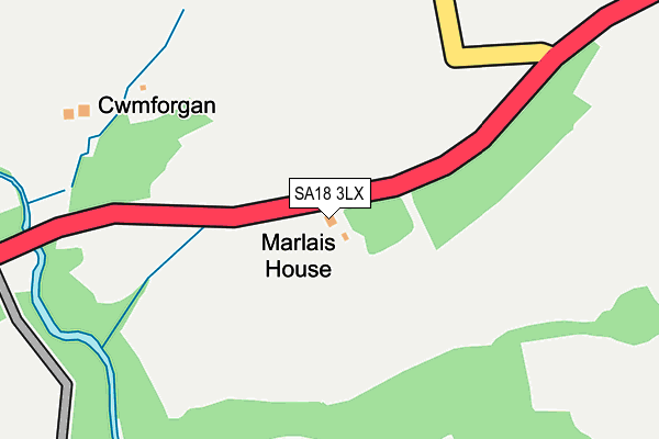 SA18 3LX map - OS OpenMap – Local (Ordnance Survey)