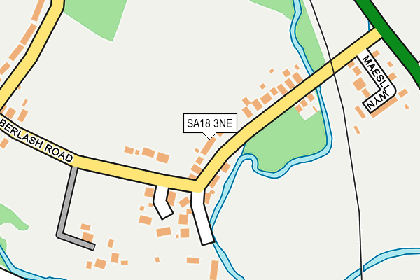 SA18 3NE map - OS OpenMap – Local (Ordnance Survey)