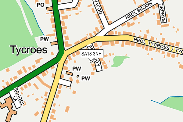 SA18 3NH map - OS OpenMap – Local (Ordnance Survey)