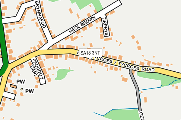 SA18 3NT map - OS OpenMap – Local (Ordnance Survey)
