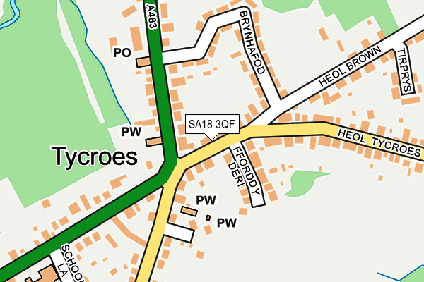 SA18 3QF map - OS OpenMap – Local (Ordnance Survey)