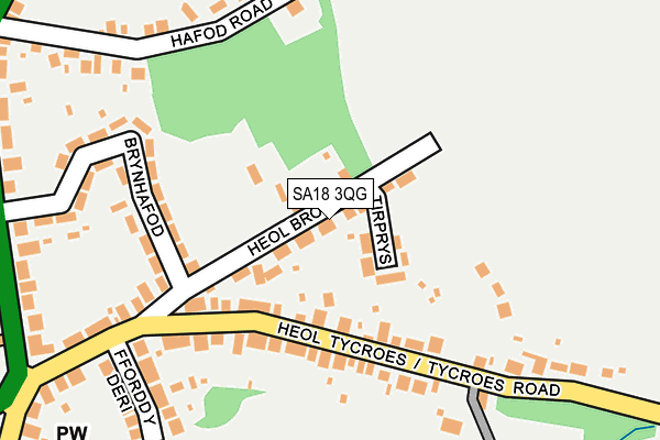 SA18 3QG map - OS OpenMap – Local (Ordnance Survey)