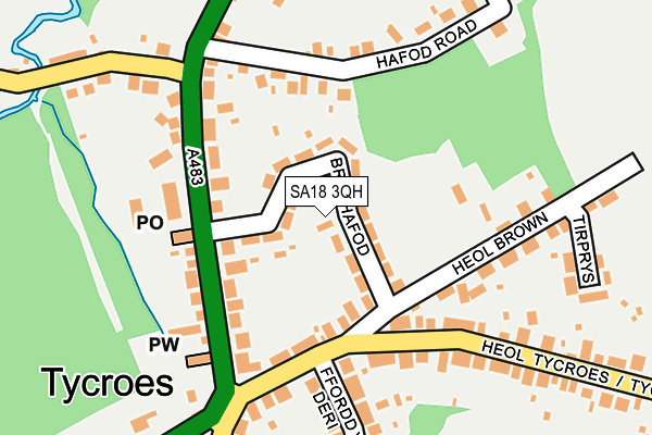 SA18 3QH map - OS OpenMap – Local (Ordnance Survey)