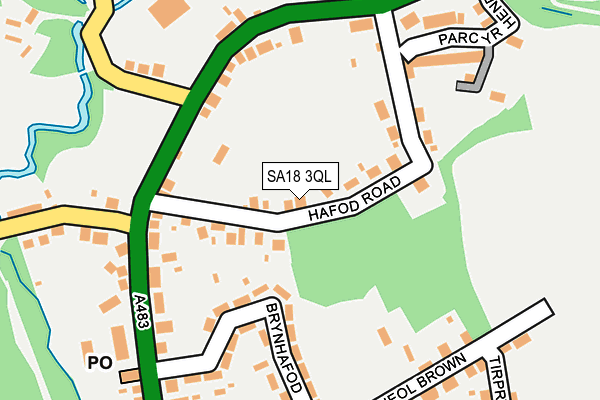 SA18 3QL map - OS OpenMap – Local (Ordnance Survey)