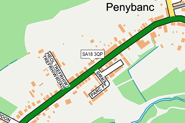 SA18 3QP map - OS OpenMap – Local (Ordnance Survey)