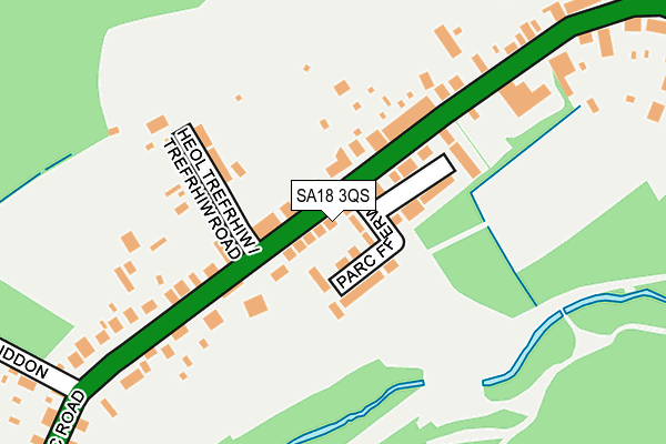 SA18 3QS map - OS OpenMap – Local (Ordnance Survey)