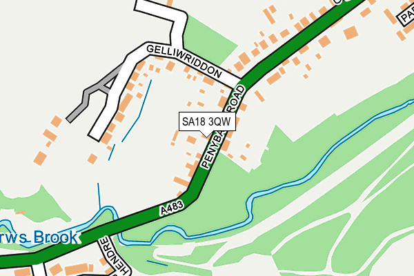 SA18 3QW map - OS OpenMap – Local (Ordnance Survey)