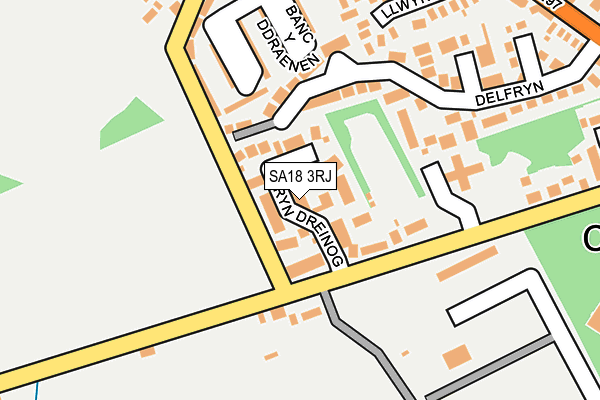 SA18 3RJ map - OS OpenMap – Local (Ordnance Survey)