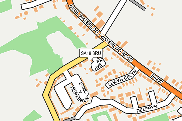 SA18 3RU map - OS OpenMap – Local (Ordnance Survey)