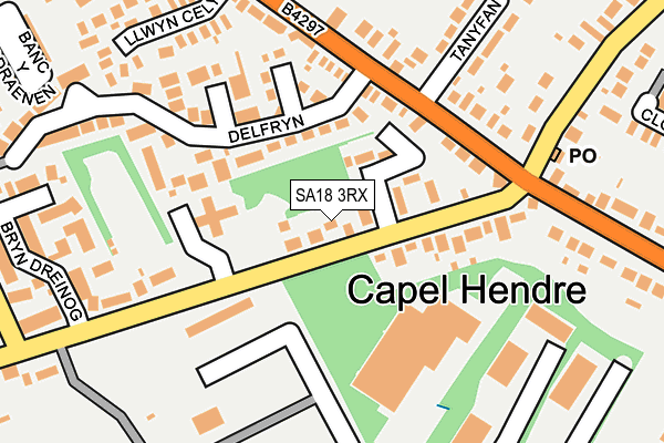 SA18 3RX map - OS OpenMap – Local (Ordnance Survey)