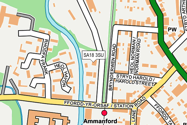 SA18 3SU map - OS OpenMap – Local (Ordnance Survey)