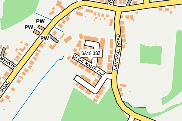 SA18 3SZ map - OS OpenMap – Local (Ordnance Survey)