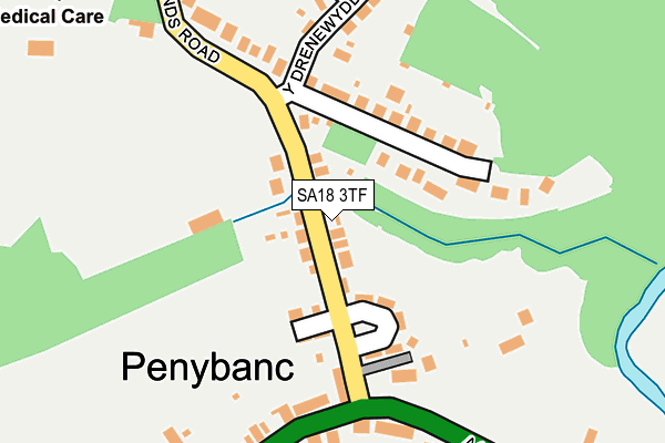 SA18 3TF map - OS OpenMap – Local (Ordnance Survey)