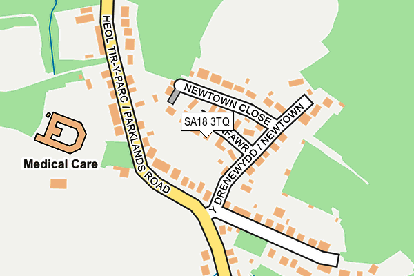 SA18 3TQ map - OS OpenMap – Local (Ordnance Survey)