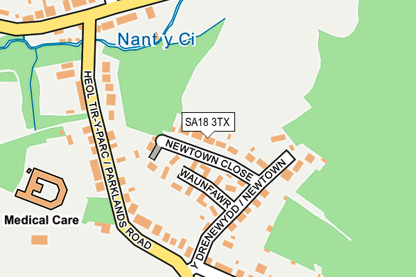 SA18 3TX map - OS OpenMap – Local (Ordnance Survey)