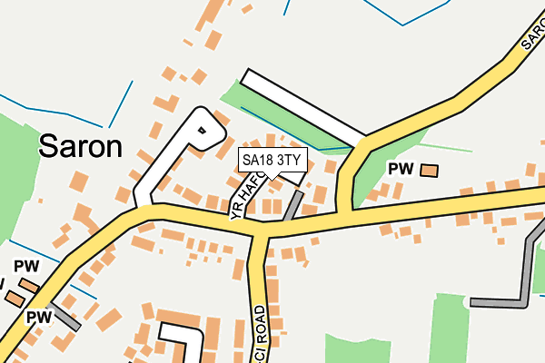 SA18 3TY map - OS OpenMap – Local (Ordnance Survey)