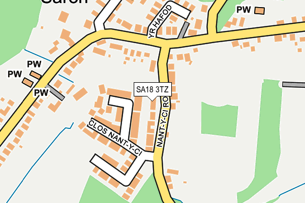 SA18 3TZ map - OS OpenMap – Local (Ordnance Survey)