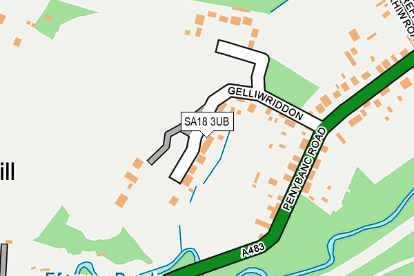 SA18 3UB map - OS OpenMap – Local (Ordnance Survey)