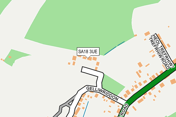 SA18 3UE map - OS OpenMap – Local (Ordnance Survey)