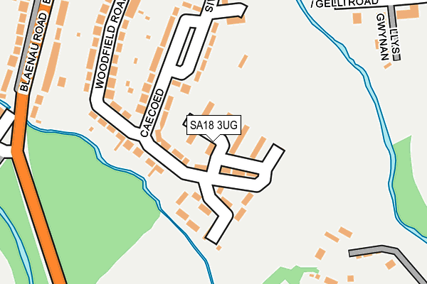 SA18 3UG map - OS OpenMap – Local (Ordnance Survey)