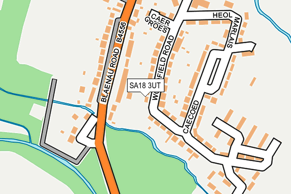 SA18 3UT map - OS OpenMap – Local (Ordnance Survey)