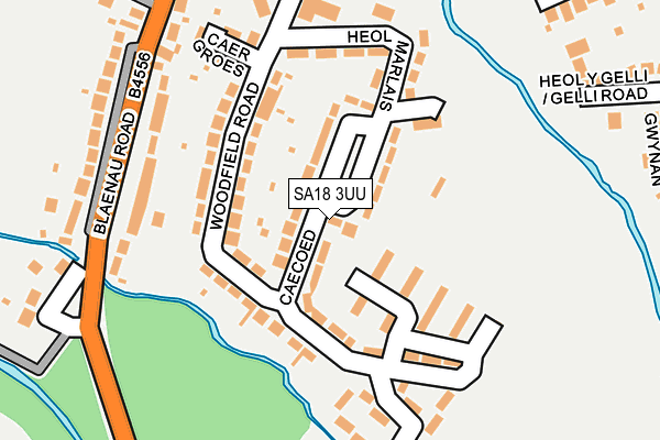 SA18 3UU map - OS OpenMap – Local (Ordnance Survey)