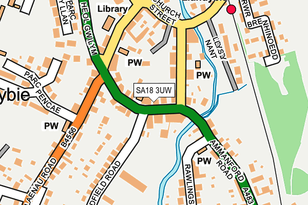 SA18 3UW map - OS OpenMap – Local (Ordnance Survey)