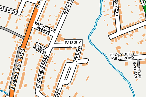 SA18 3UY map - OS OpenMap – Local (Ordnance Survey)