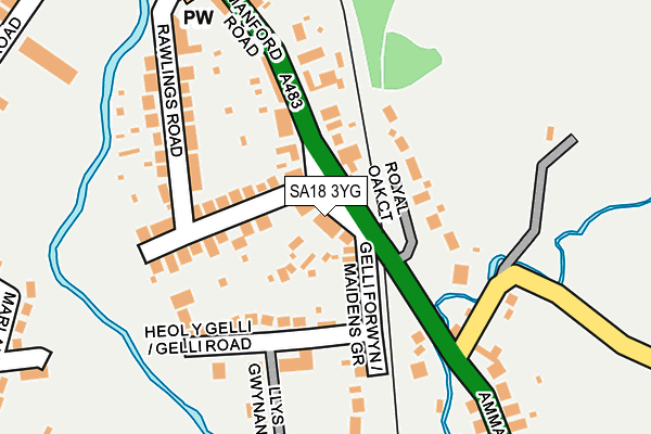 SA18 3YG map - OS OpenMap – Local (Ordnance Survey)