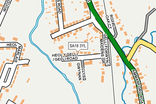 SA18 3YL map - OS OpenMap – Local (Ordnance Survey)