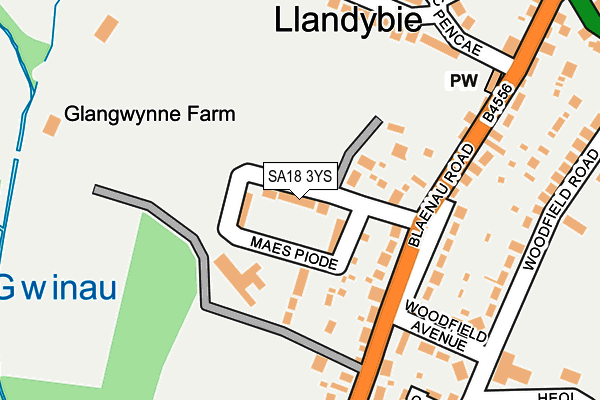 SA18 3YS map - OS OpenMap – Local (Ordnance Survey)