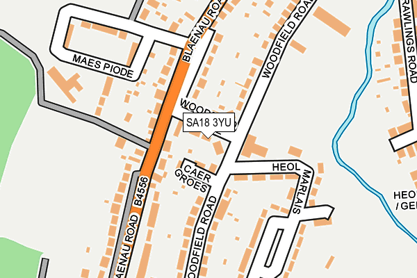 SA18 3YU map - OS OpenMap – Local (Ordnance Survey)